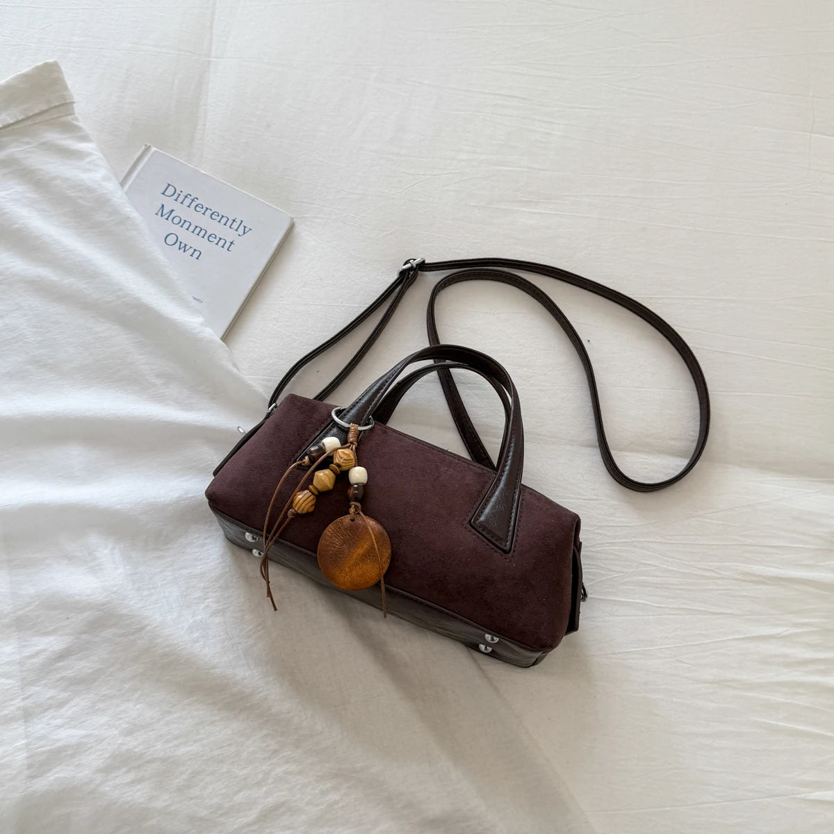 Women's Small Boston-Style PU Crossbody Bag with Zipper