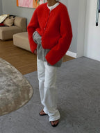 Women's Cardigan Single-Breasted O-Neck Button Knit Regular Fit Full-Sleeve Office Lady Spring Autumn Sweater