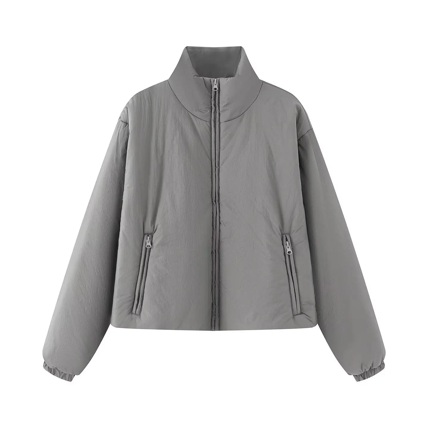 Women's Fashion Jackets Coats Front Zipper With Pockets Solid High Neck Long Sleeves Chic Lady Outfits