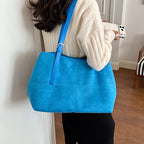 Women's Tote Bag Vintage Soft Faux-Suede Zipper Shoulder Bag with Phone Pocket