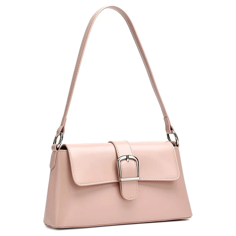 Women's Genuine Leather Baguette Shoulder Bag – Vintage Cowhide Crossbody