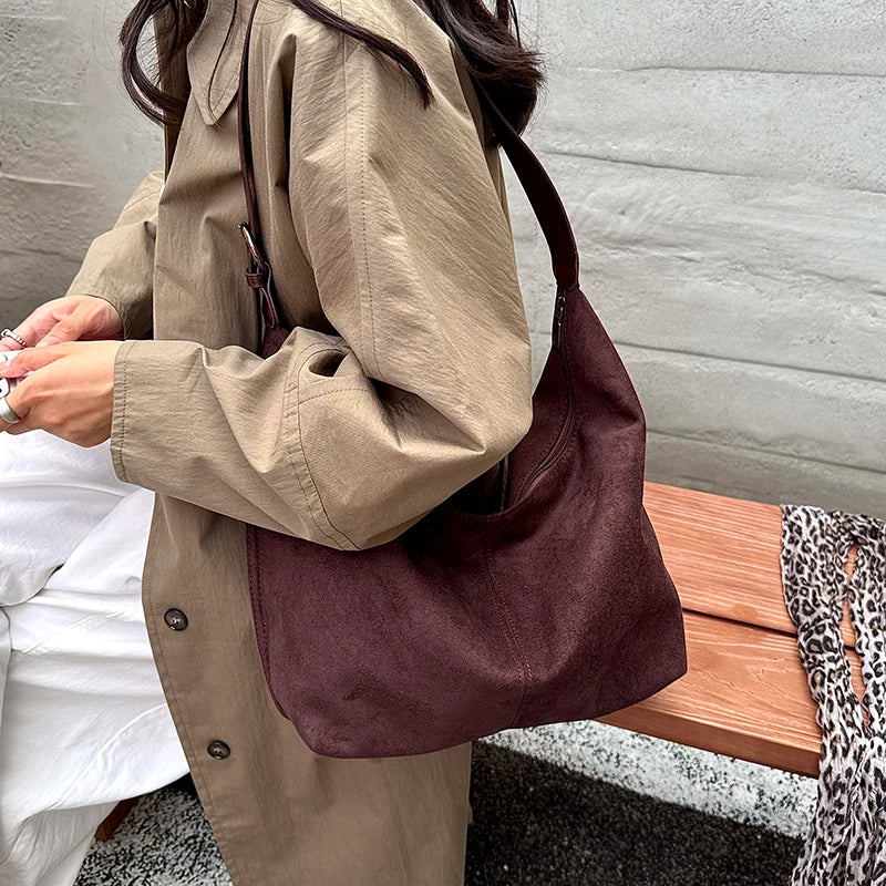 Women's Large Soft Faux Leather Hobo Shoulder Bag