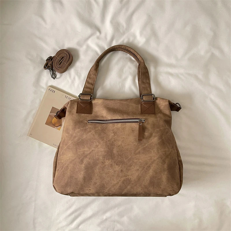 Women's Faux Leather Shoulder Bag with Zipper Closure