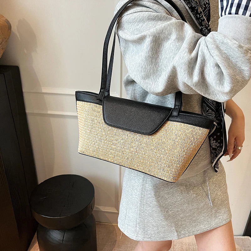 Weave Straw Shoulder Bag for Women - 2025 Summer Tote S19191f82fc1d4305a5c13396a201c328U STYLEINGER