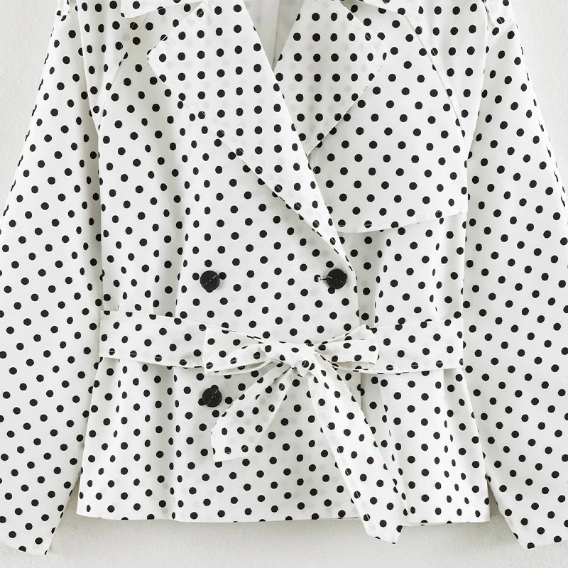 Women’s Polka Dot Double-Breasted Trench Coat