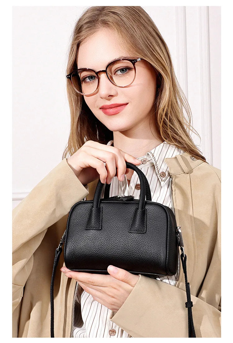 Women's Genuine Cowhide Leather Satchel – Pillow Crossbody Shoulder Bag