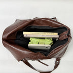 Women's Faux Leather Hobo Shoulder Bag with Zipper Closure