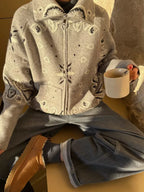Women's Cardigan Striped Knit Open-Front O-Neck Loose Full-Sleeve Casual Autumn Winter Sweater