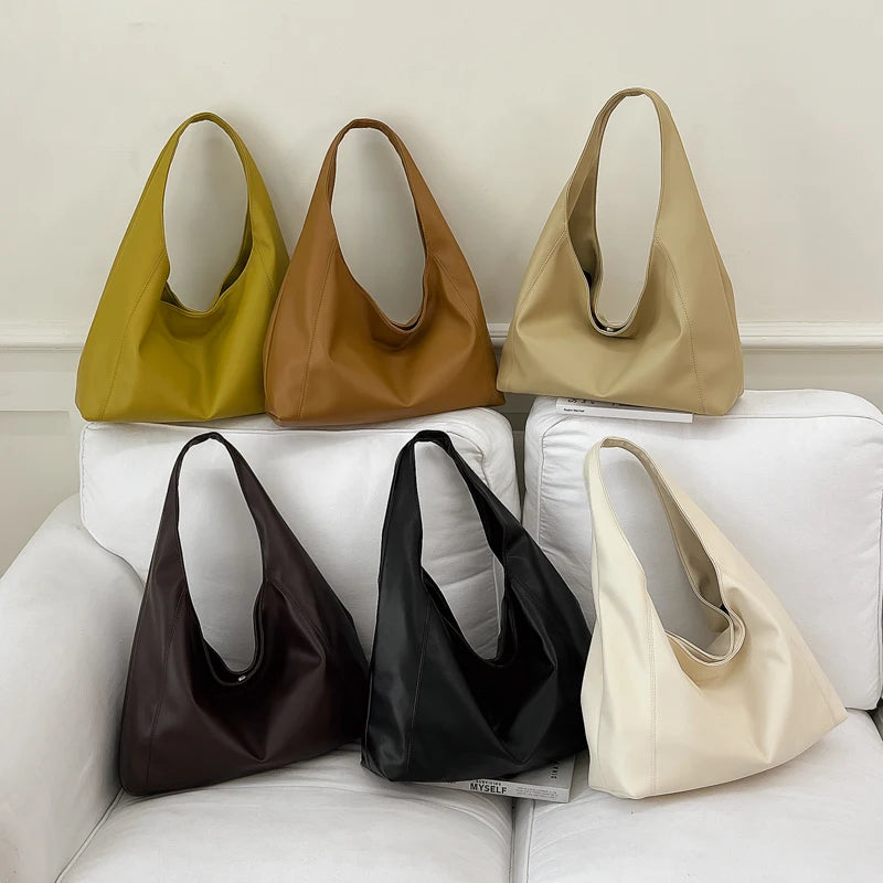 Women's Soft PU Leather Hobo Tote Bag – Hasp Closure, Water-Resistant, 37×25×11 cm