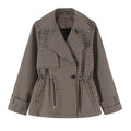 Women's Plaid Trench Coat Single-Button Casual Fashion Autumn Outwear
