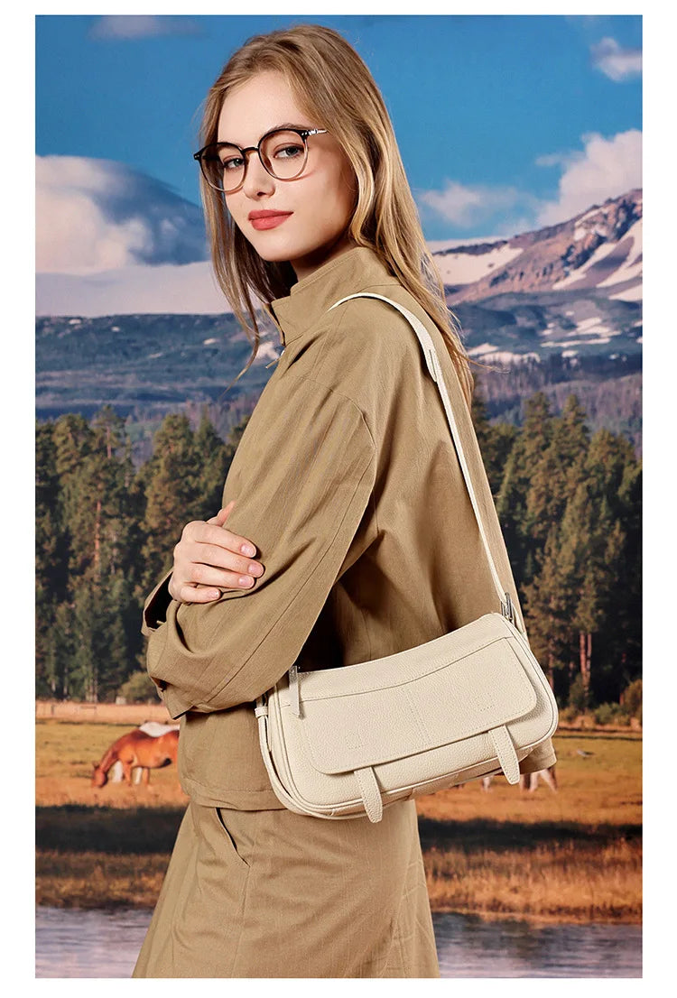 Women's Vintage Genuine Leather Crossbody Bag – Soft Cowhide Bowling Shoulder Bag