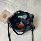 Women's Hobo Bag Vintage Large-Capacity Soft PU Leather Rivet-Accent Zipper Shoulder Bag with Phone Pocket