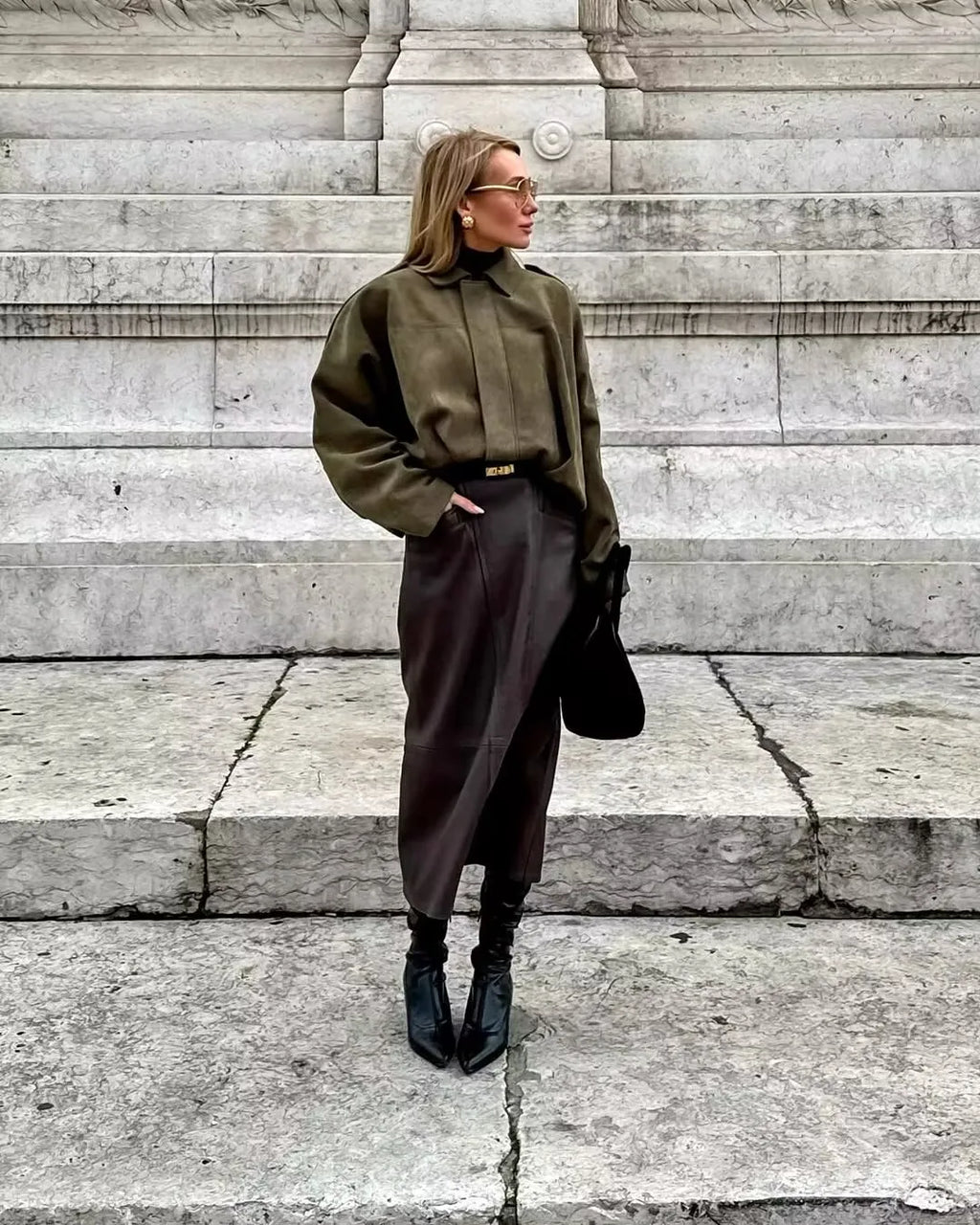 Women's Suede Textured Bomber Jacket Long Sleeve Lapel Collar Loose Coats Casual Outerwear