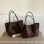 Women's Leopard Print Faux Leather Tote Shoulder Bag