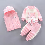 Toddler Fleece Clothing Set - Bear Hooded Vest & Pants 3PC