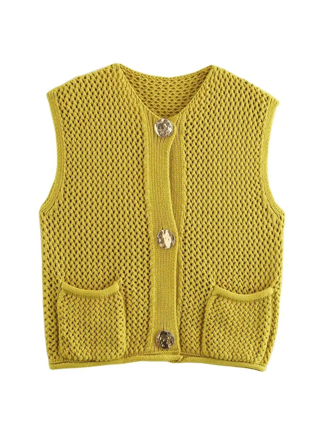 Cropped Chunky Knit Top Sleeveless Front Button Patch Pockets Waistcoat picture colour S1df0a446fb6e4ceeb66d6486f6639e39y STYLEINGER