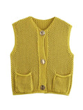 Cropped Chunky Knit Top Sleeveless Front Button Patch Pockets Waistcoat picture colour S1df0a446fb6e4ceeb66d6486f6639e39y STYLEINGER
