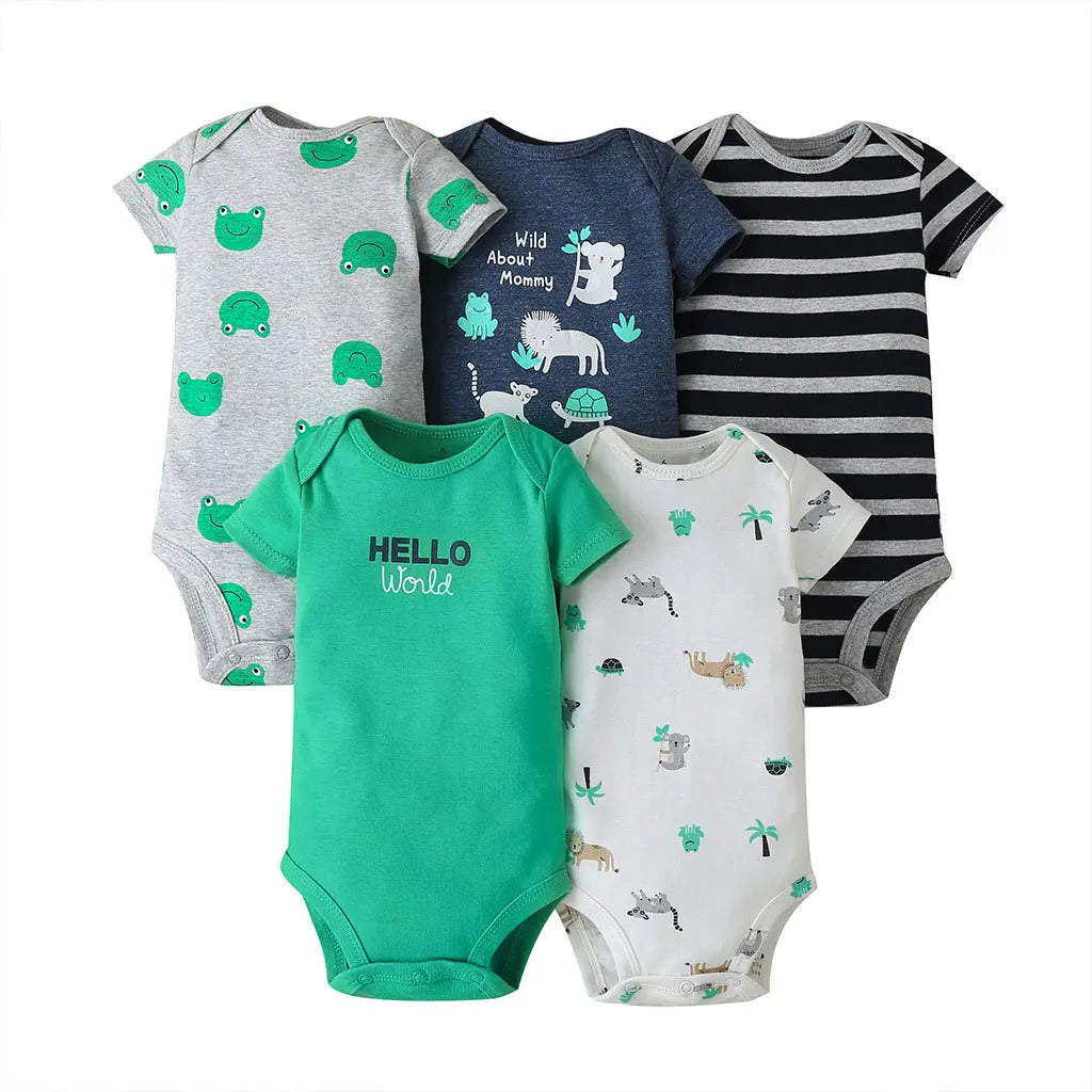 Baby Cotton Short-Sleeve Bodysuits, 5-Pack, 6–24 Months