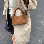 Women's Faux Suede Leather Crossbody Bag with Short Handle
