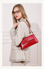 Women's Genuine Leather Baguette Shoulder Bag – Vintage Cowhide Crossbody