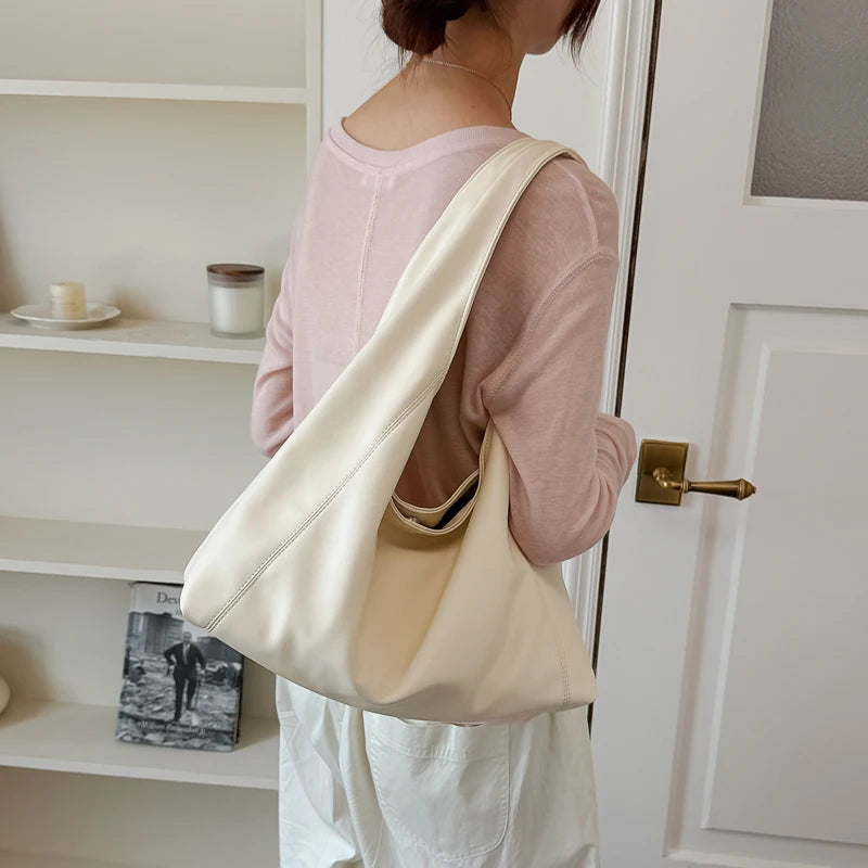 Women's Soft PU Leather Hobo Tote Bag – Hasp Closure, Water-Resistant, 37×25×11 cm