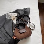 Women's Retro PU Leather Small Saddle Bag – Crossbody Shoulder Handbag with Pendant