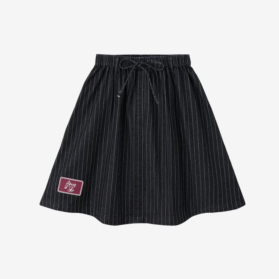 Chalet Geschwister-Matching Sweatshirts - Gewaschenes Schwarz Pinstripe Kinder-Set