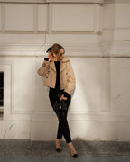 Women's Cropped Trench Coat Autumn Jacket Women Streetwear Double Breasted Long Sleeve