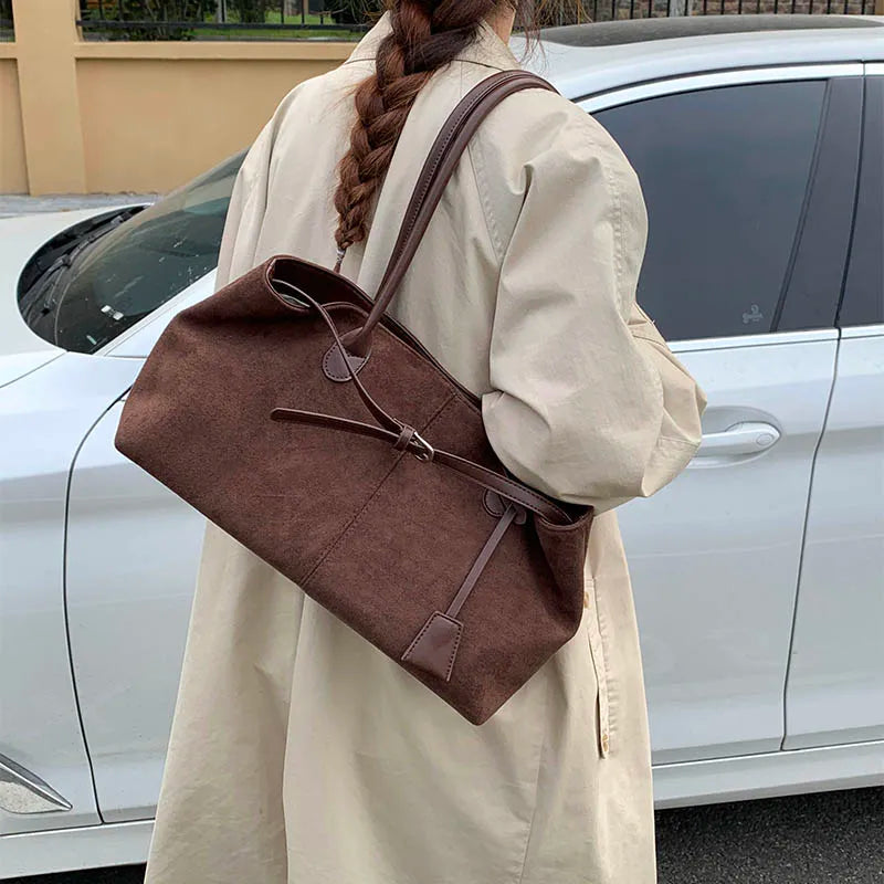 Women's Retro PU Leather Underarm Tote Bag – Casual Shoulder Handbag