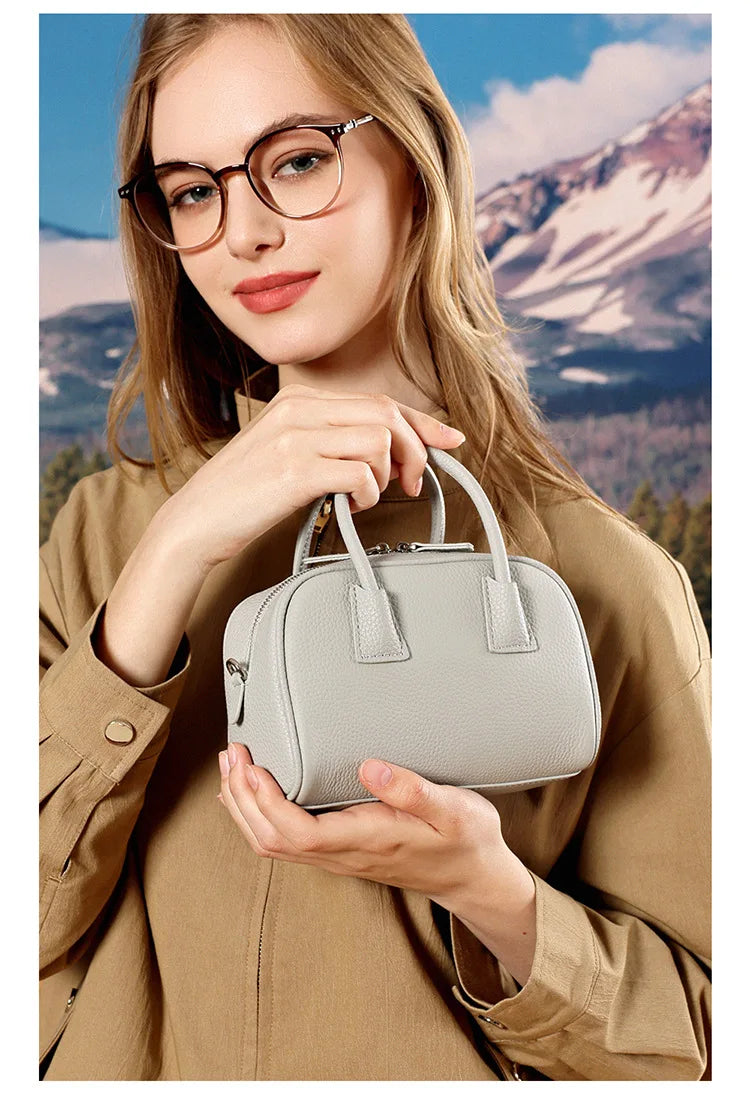 Women's Genuine Cowhide Leather Satchel – Pillow Crossbody Shoulder Bag