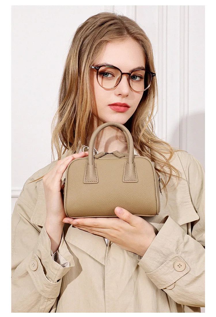 Women's Genuine Cowhide Leather Satchel – Pillow Crossbody Shoulder Bag