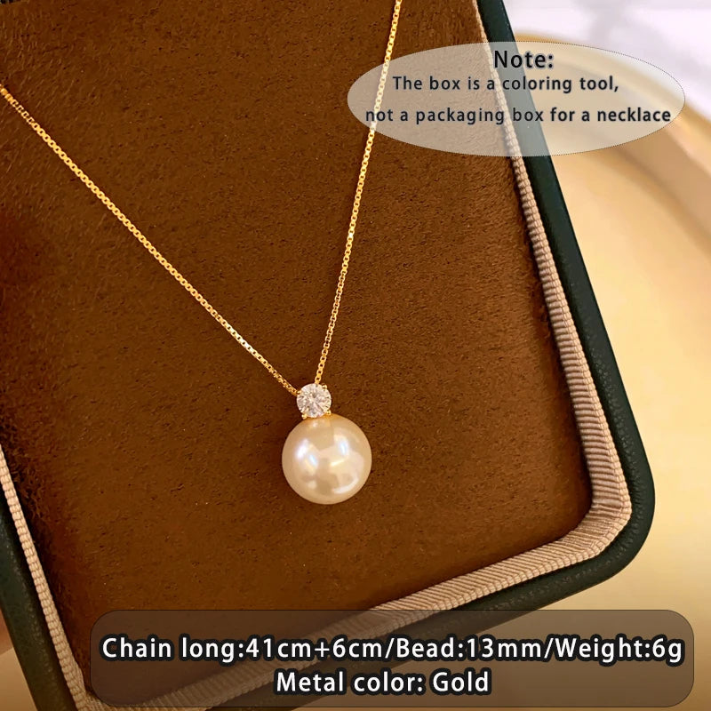 Women's Gold-Tone Simulated Pearl Pendant Necklace