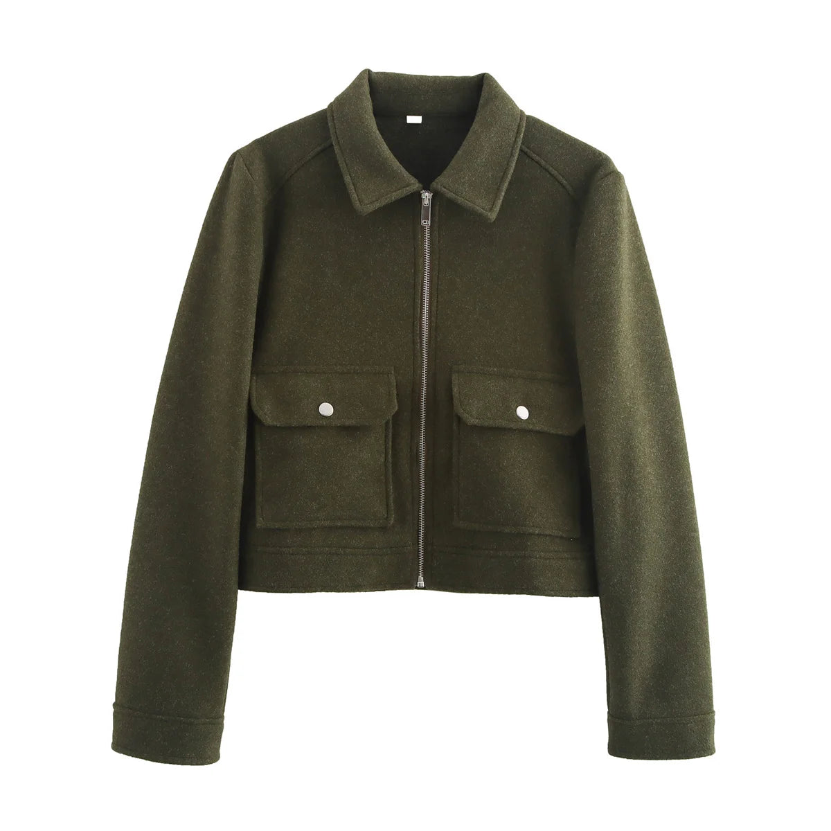 Women's Zipper Jacket Coat Winter Long Sleeve Pocket Outerwear Coat Short Street Elegant