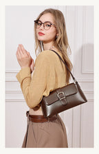 Women's Genuine Leather Baguette Shoulder Bag – Vintage Cowhide Crossbody