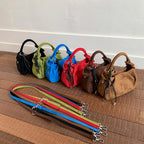 Women's Faux Suede Leather Crossbody Bag with Short Handle