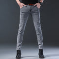 Men's Jeans Slim Fit High-Stretch Straight Leg Mid-Rise Gray Casual Denim Pants