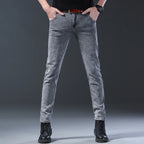 Men's Jeans Slim Fit High-Stretch Straight Leg Mid-Rise Gray Casual Denim Pants