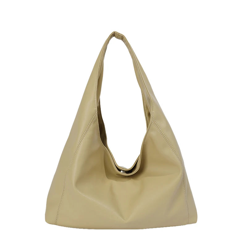 Women's Soft PU Leather Hobo Tote Bag – Hasp Closure, Water-Resistant, 37×25×11 cm