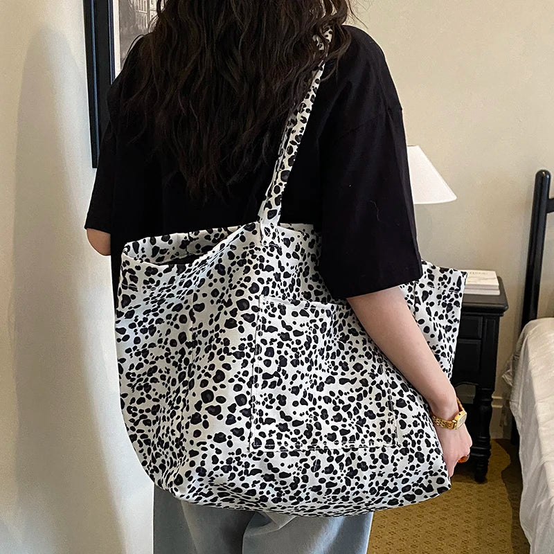 Women's Large Capacity Canvas Tote Bag – Retro Casual Shopper Shoulder Bag