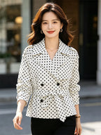 Women’s Polka Dot Double-Breasted Trench Coat