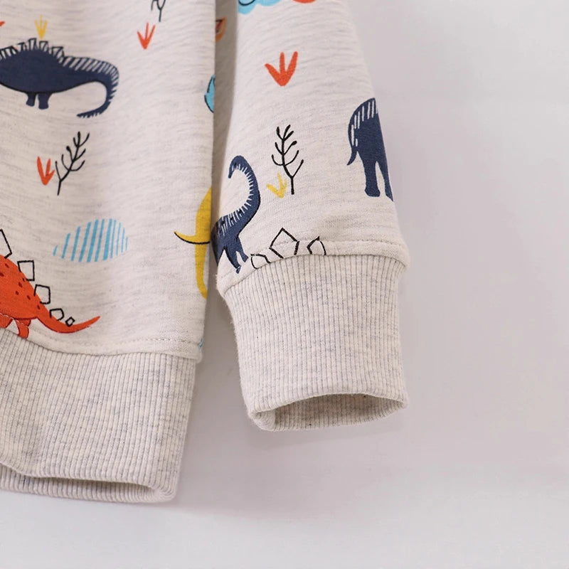 Boys' Sweatshirt Cotton Cartoon Dinosaur Animal Print Pullover Full-Sleeve Autumn Kids Top