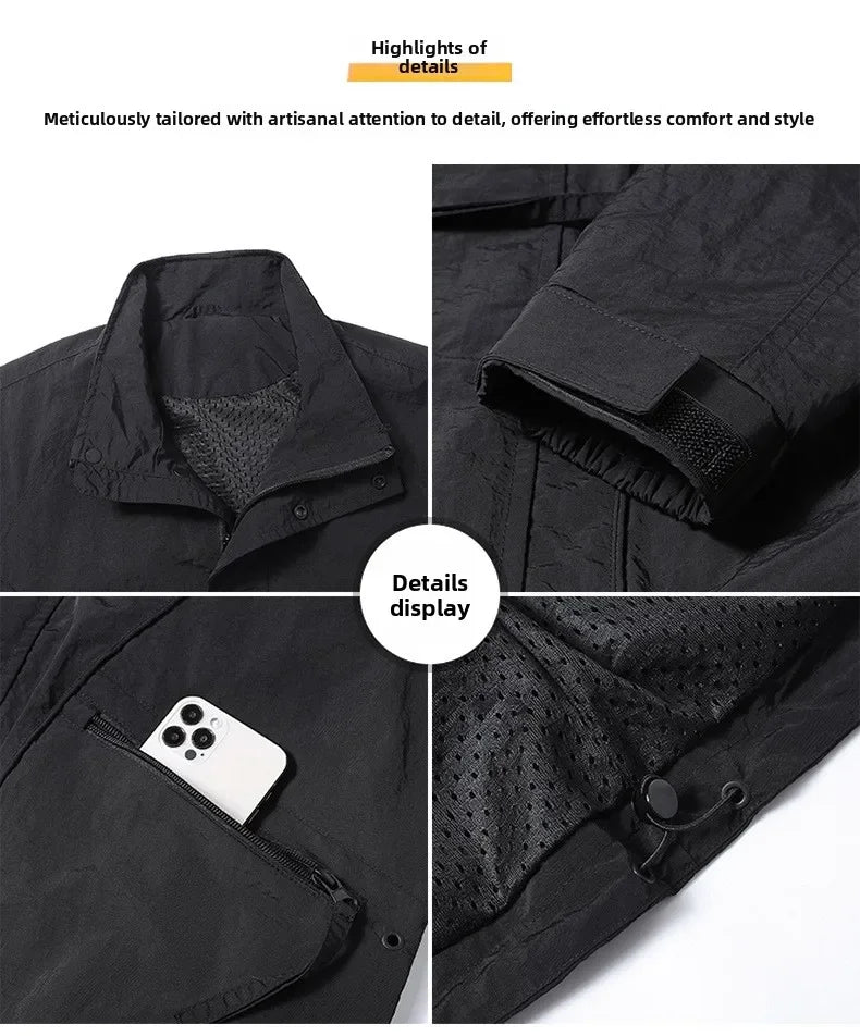 Men's Slim-Fit Zip-Up Baseball Collar Jacket