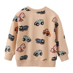 Boys' Sweatshirt Cotton Cartoon Excavator Print Pullover Full-Sleeve Autumn Kids Top