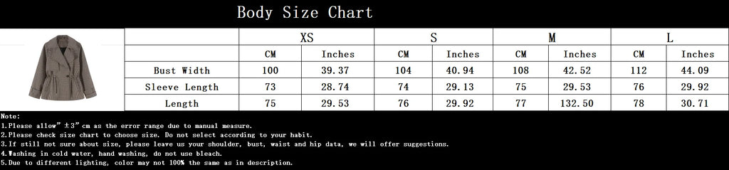 Women's Plaid Trench Coat Single-Button Casual Fashion Autumn Outwear