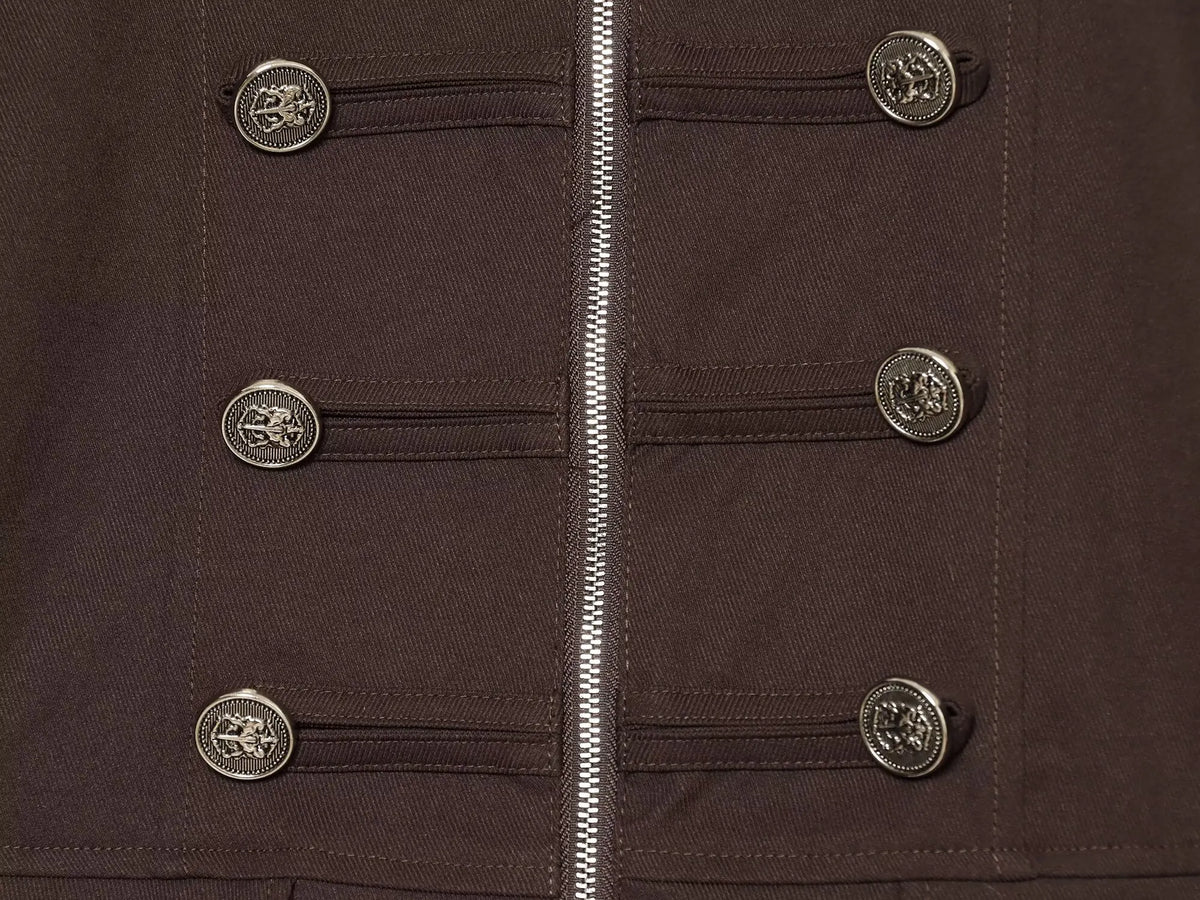 Casaco Feminino Estilo Militar com Fecho e Detalhes de Botões