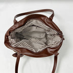 Women's Shoulder Bag Vintage Ruched PU Leather Zipper Tote Bag with Phone Pocket & Charm