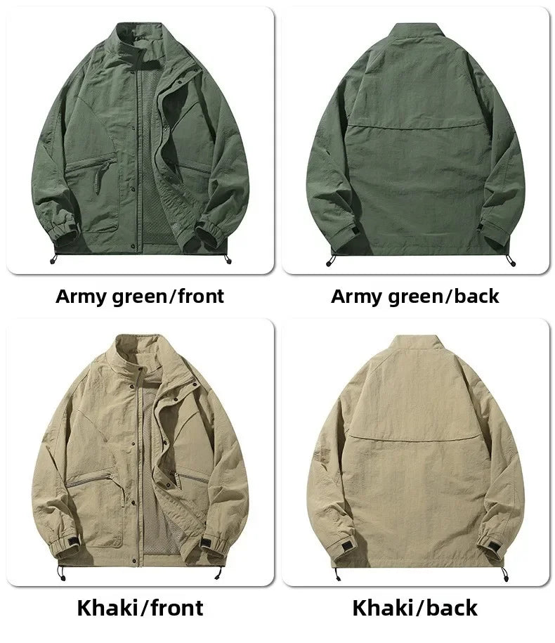 Men's Slim-Fit Zip-Up Baseball Collar Jacket