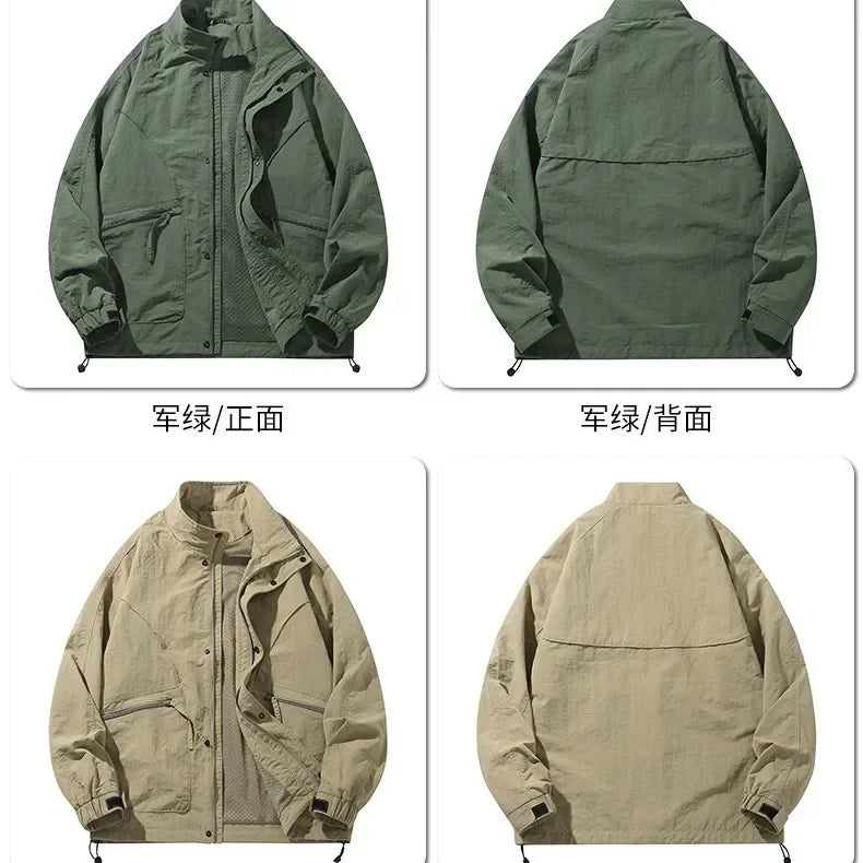 Men's Slim-Fit Zip-Up Baseball Collar Jacket