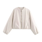 Women’s Cropped Sports Jacket Zip-Up Long Sleeve
