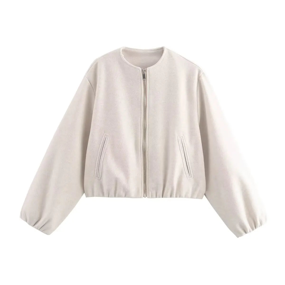 Women’s Cropped Sports Jacket Zip-Up Long Sleeve